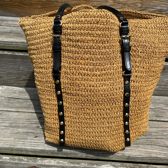 Michael Kors Large Black and Rattan Straw Tote - Picture 7 of 7